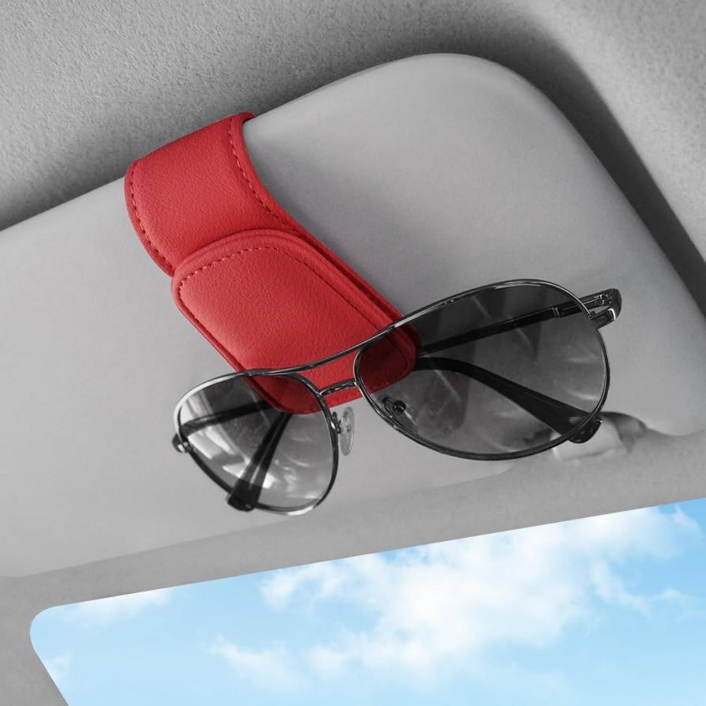 Magnetický držiak na okuliare do auta červený