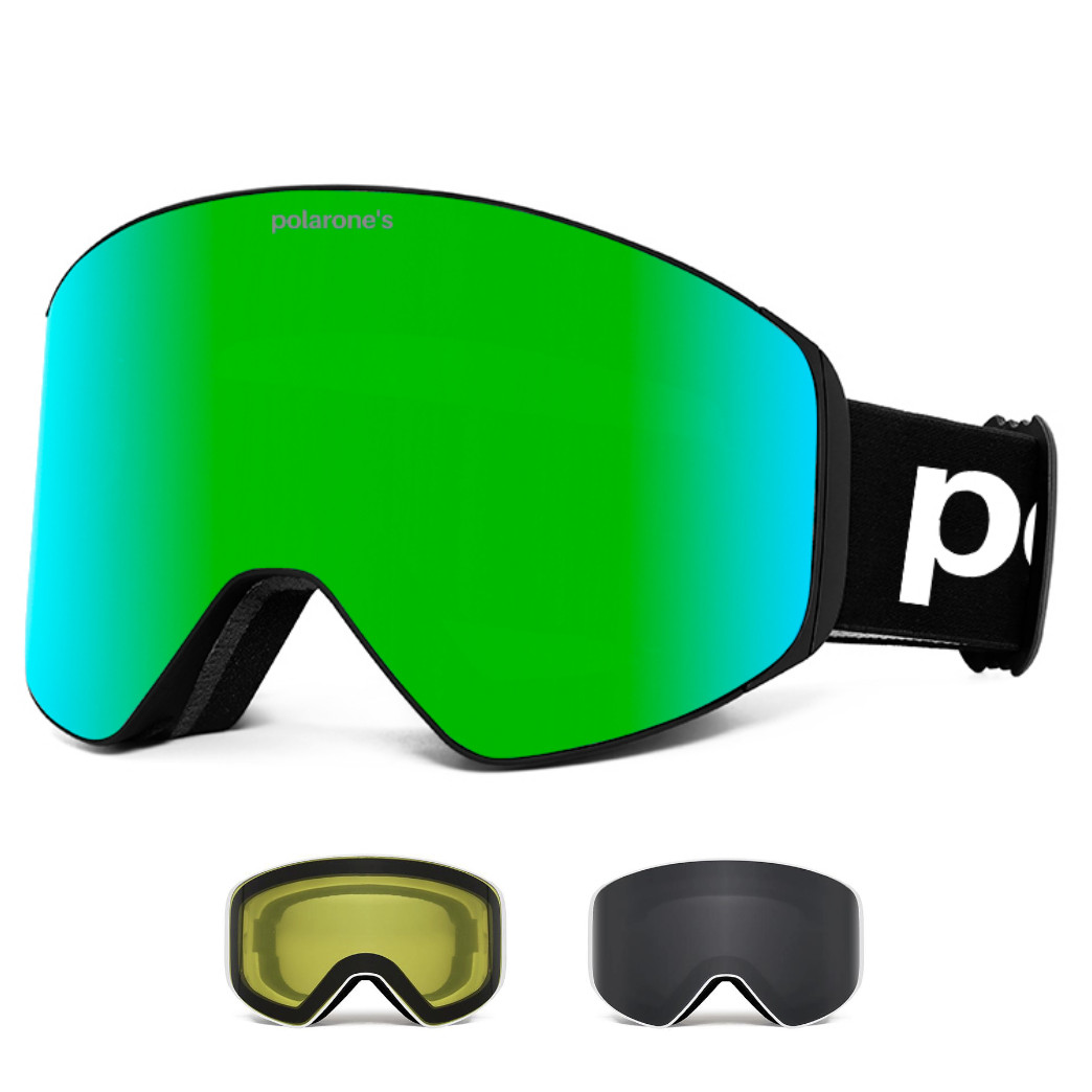 Polarone's SKI+3 green Lyžiarske okuliare s vymeniteľnými sklami REVO / polarizačné / nočné