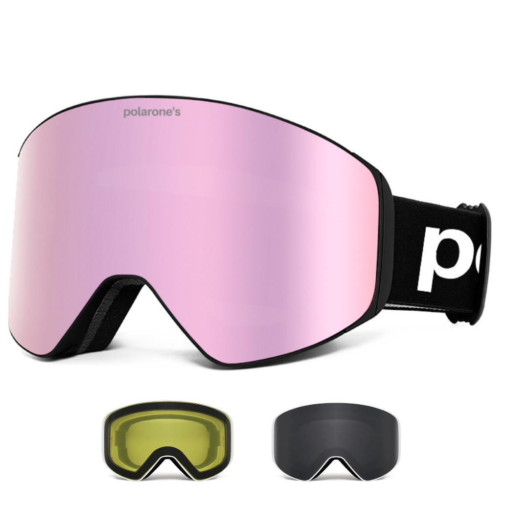 Polarone's SKI+3 pink Lyžiarske okuliare s vymeniteľnými sklami REVO / polarizačné / nočné