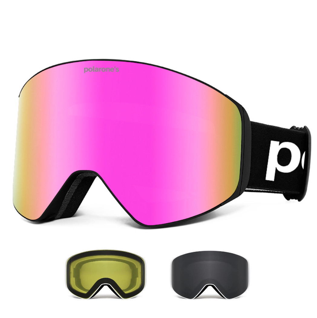 Polarone's SKI+3 rose Lyžiarske okuliare s vymeniteľnými sklami REVO / polarizačné / nočné