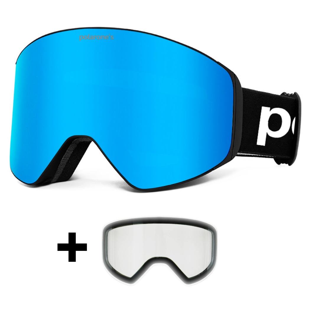 Fotochromatické REVO Lyžiarske okuliare s vymeniteľnými sklami Polarone's SKI+2 blue
