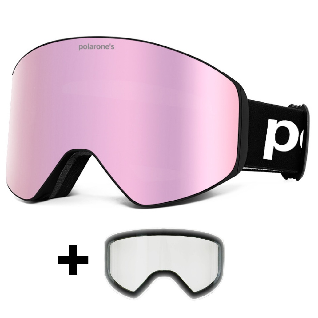 Fotochromatické REVO Lyžiarske okuliare s vymeniteľnými sklami Polarone's SKI+2 pink