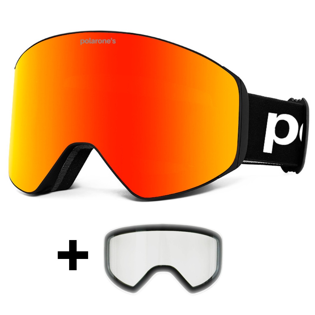 Fotochromatické REVO Lyžiarske okuliare s vymeniteľnými sklami Polarone's SKI+2 orange