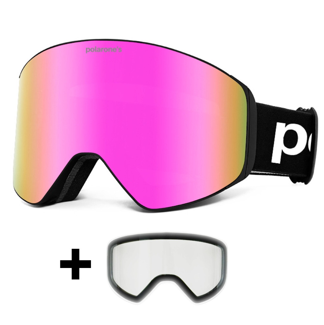 Fotochromatické REVO Lyžiarske okuliare s vymeniteľnými sklami Polarone's SKI+2 rose